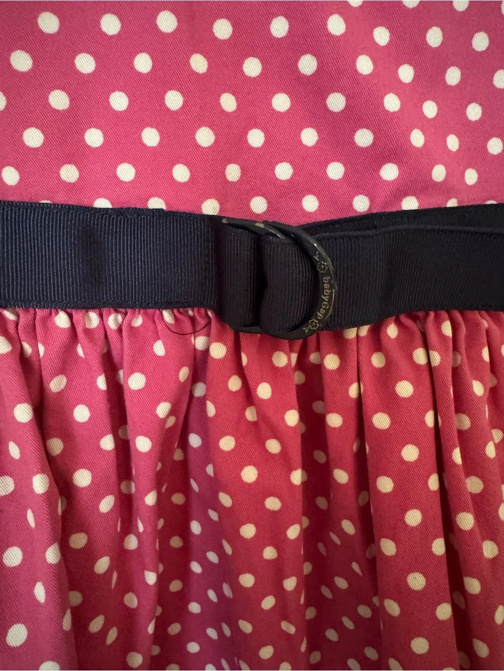 GAP Pink Cotton Polka Dot Dress with Navy Belt Size 12-18 Months